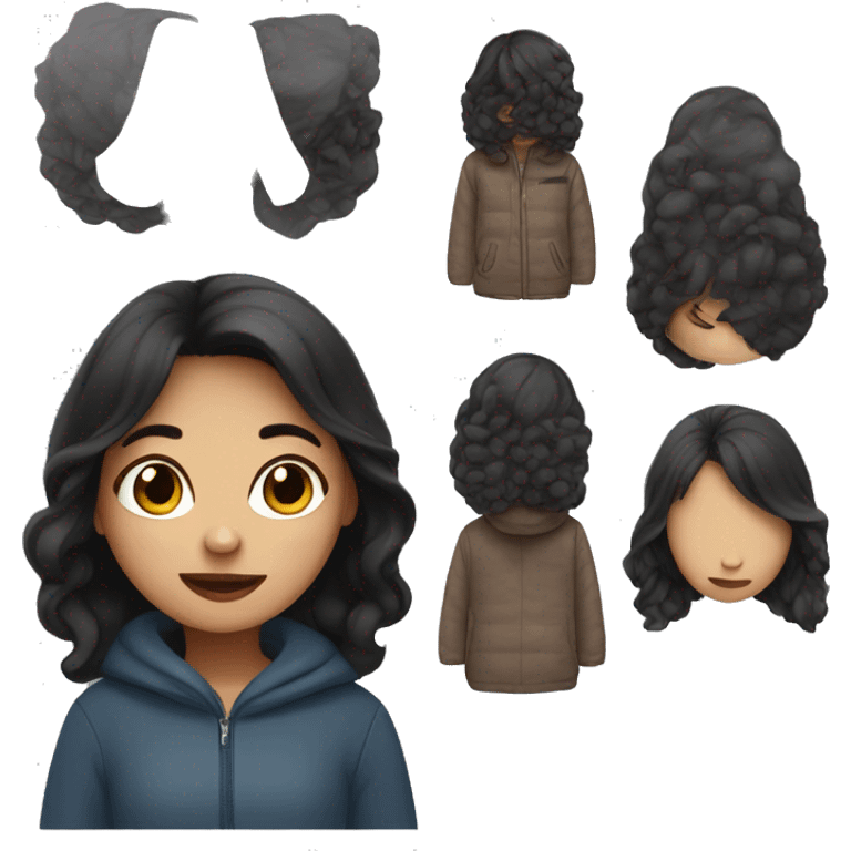 girl with dark hair wearing cozy clothes emoji