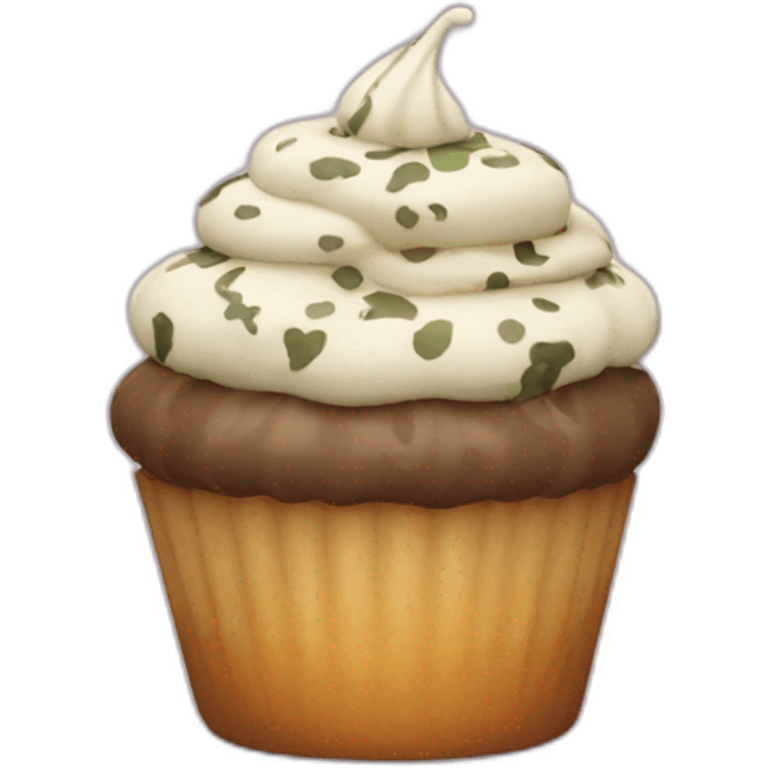 Happy cupcake with camouflage icing emoji