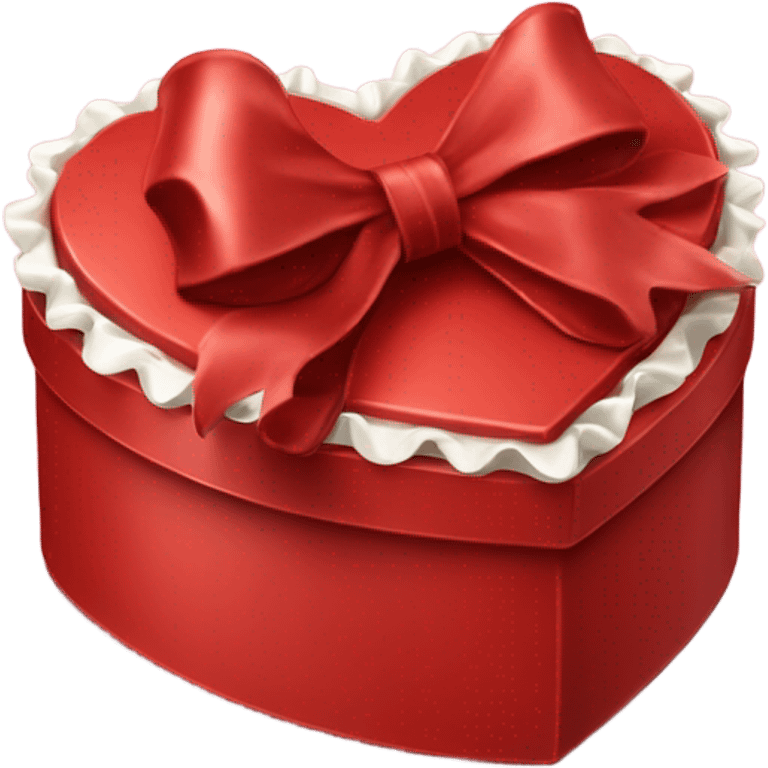 frilly red heart-shaped box of chocolates with a bow emoji