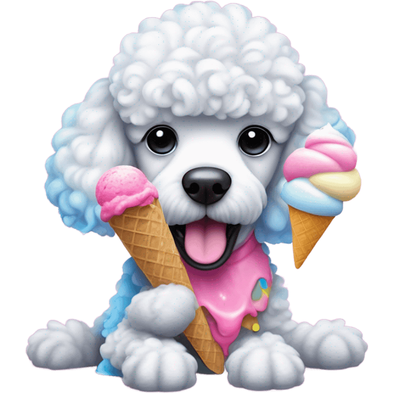 Poodle with ice cream emoji