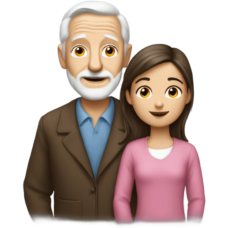 White Grandpa and brunette granddaughter emoji