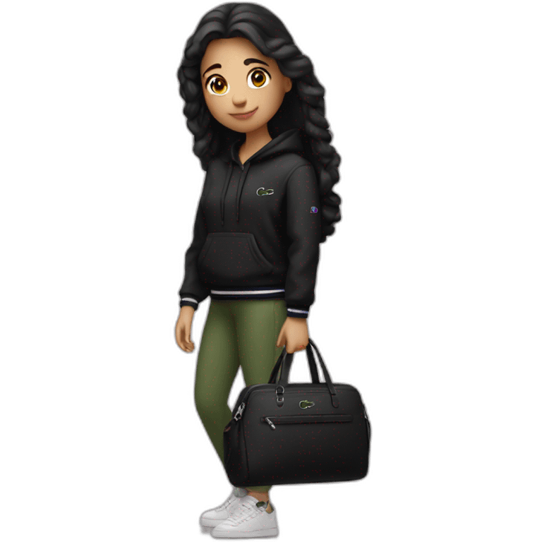 Lacoste bag latina girl with black lacoste hoodie emoji