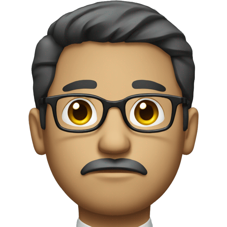 sad businesman face with dark hair and glasses emoji