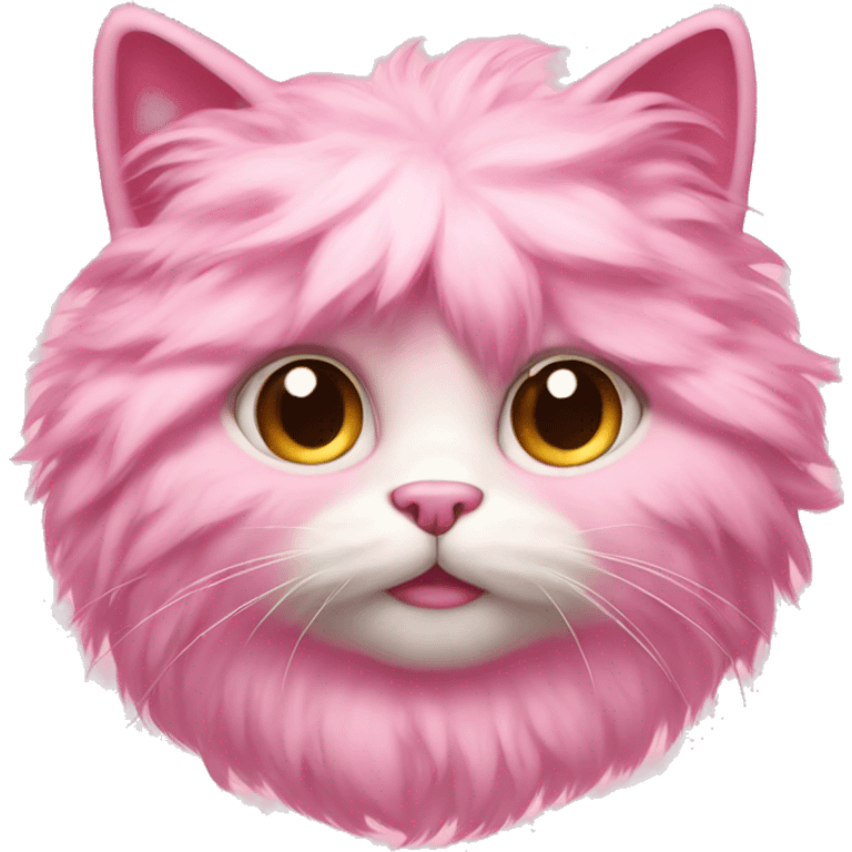 pink fluffy cat with bows on ears emoji