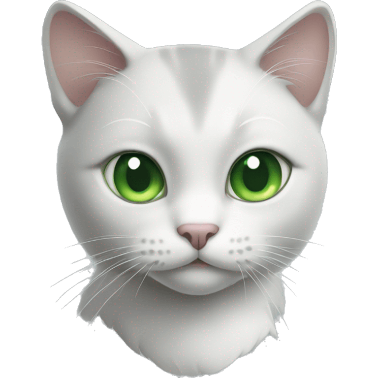 Gray-white cat with green eyes emoji