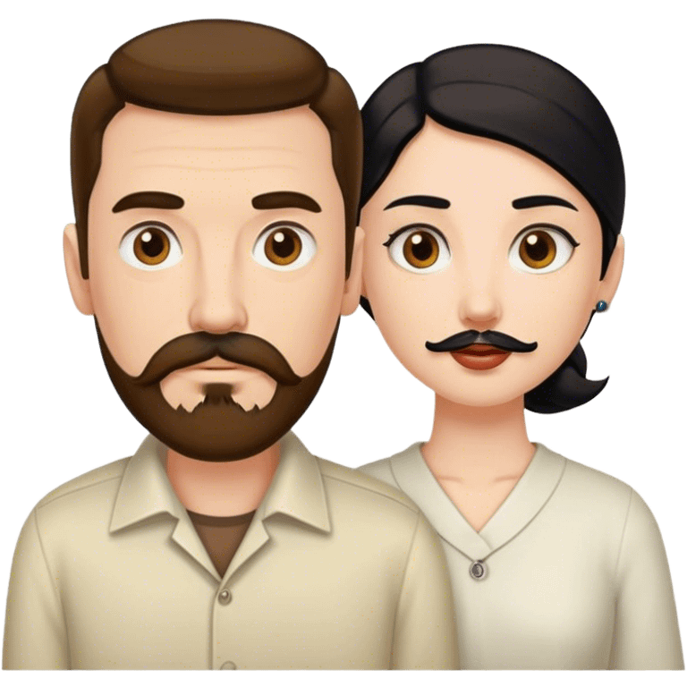 Tall white man with brown mustache goatee AND a short pale woman with long black hair emoji