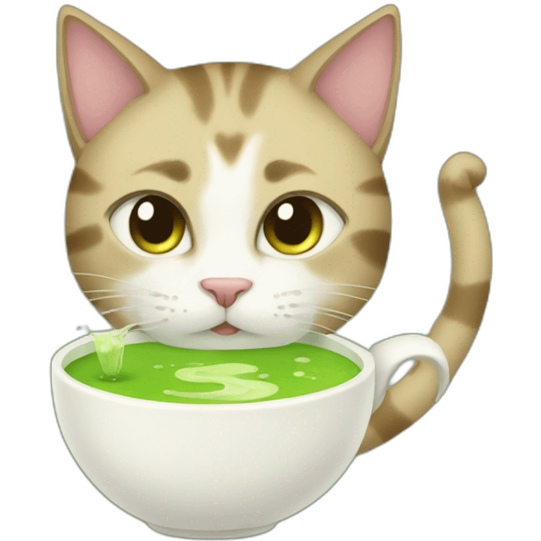 Cat drinking matcha emoji