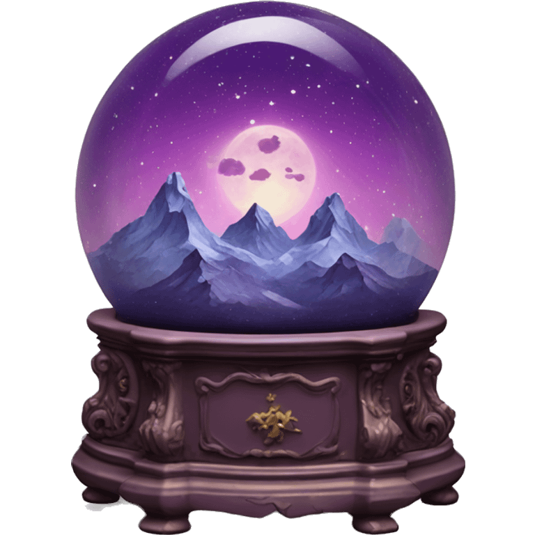 vintage purple rococo night sky mountains snow globe emoji