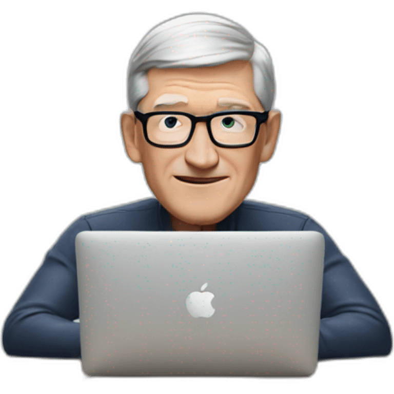 tim cook with macbook pro on desk emoji