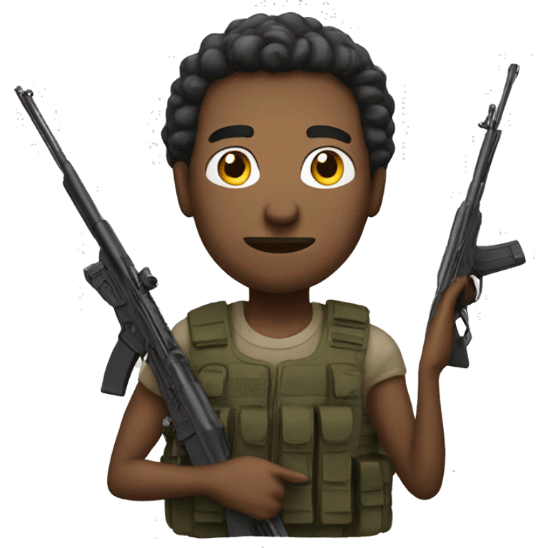 man standing with rifles emoji