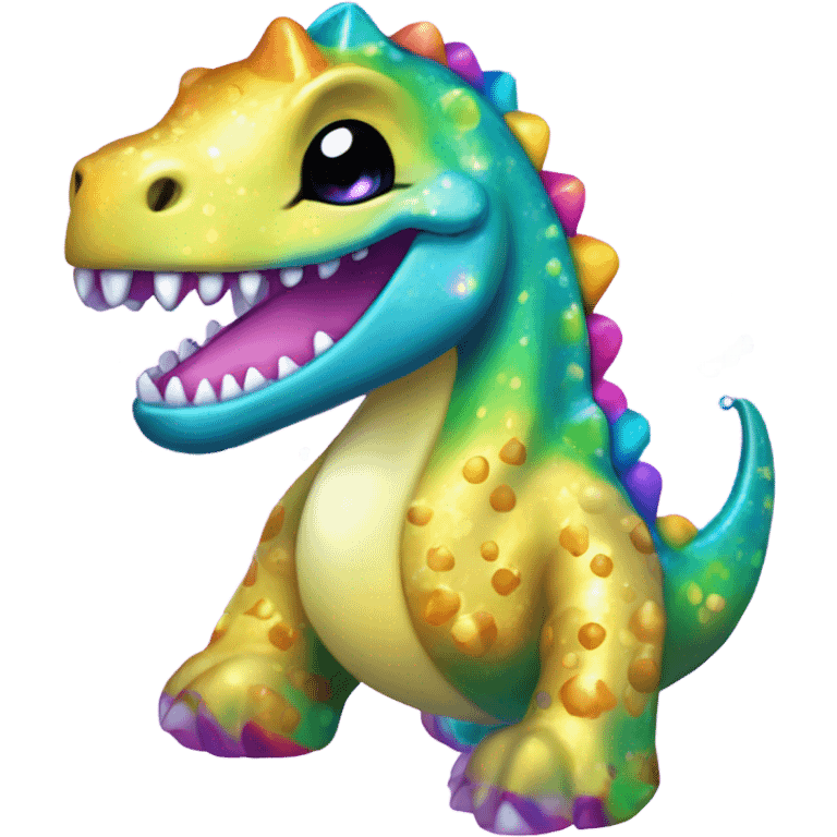 Lisa frank glitter pretty water dinosaur with fins and pearls emoji