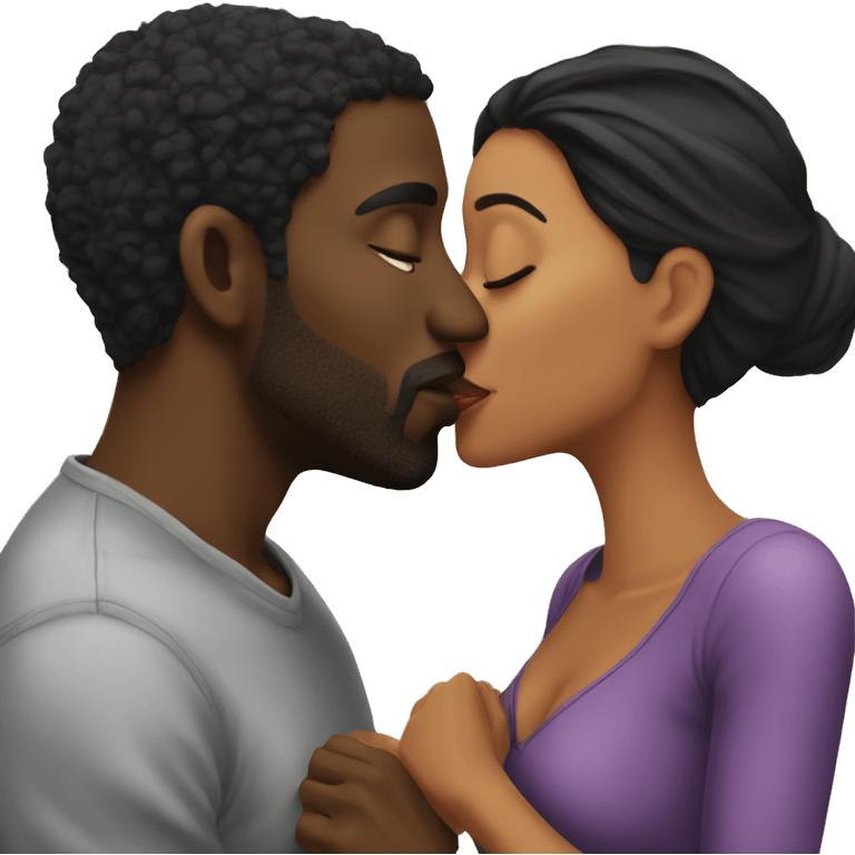 Black man kissing Latina woman  emoji