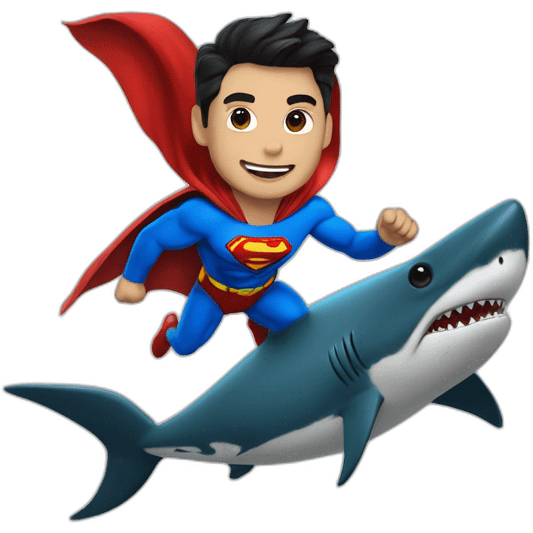 Superman on a shark emoji