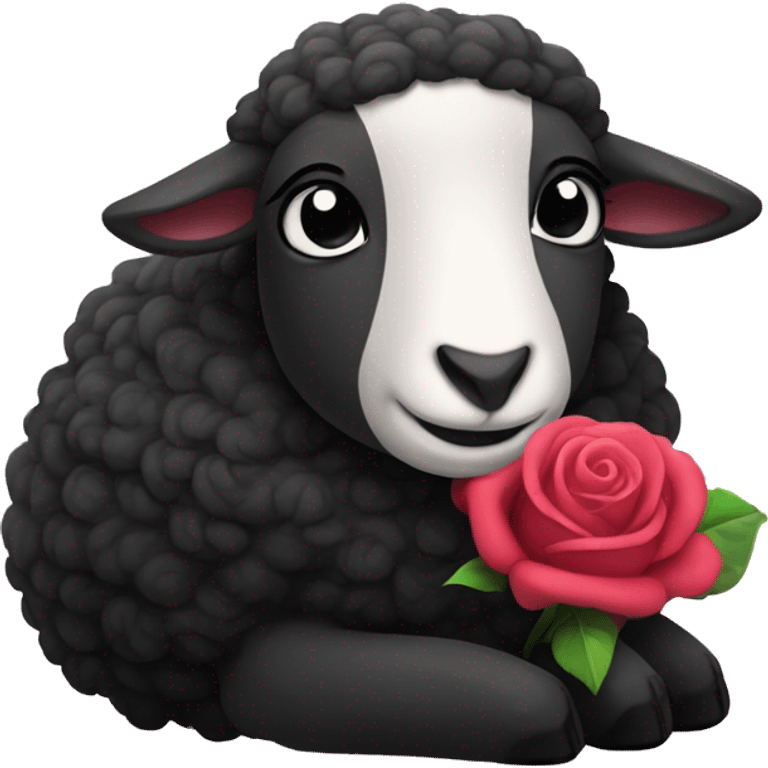 Black sheep cuddles with Rose sheep emoji