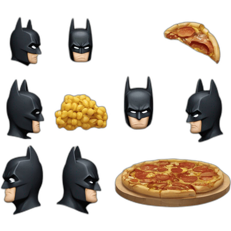 Batman qui mange un  hanbourgeur emoji