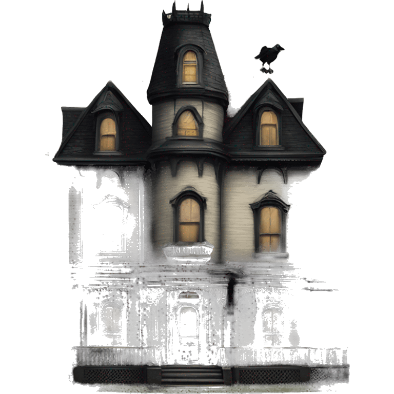 Side view Victorian style Nevermore Academy. Haunted Addams 5 story house.  emoji