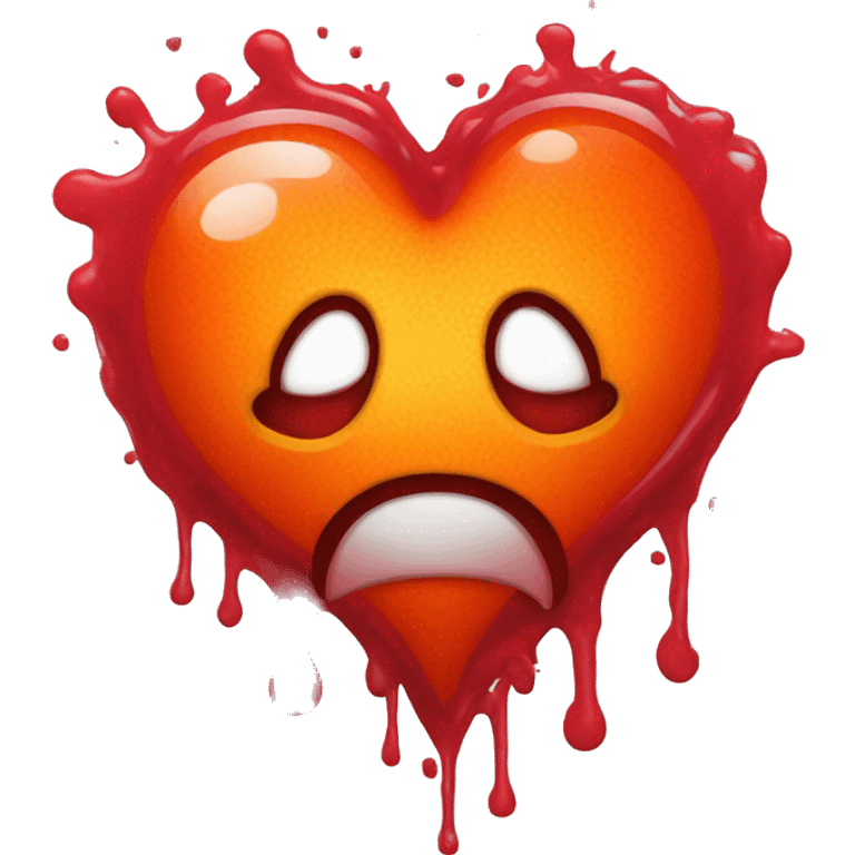 bleeding red heart glowing red-orange with splatter emoji