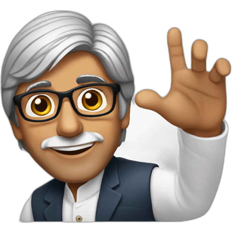 amitabh bachchan holding saying hello emoji