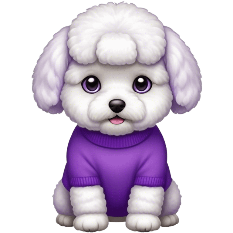 Bichon wearing purple sweater emoji