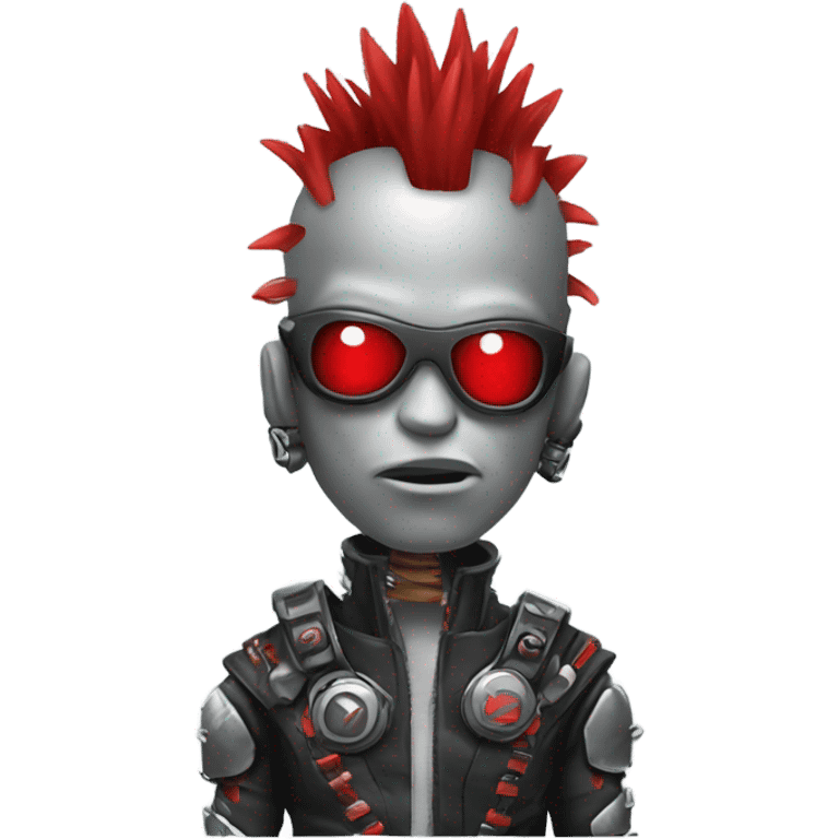 cyborg rockstar with red mohawk emoji