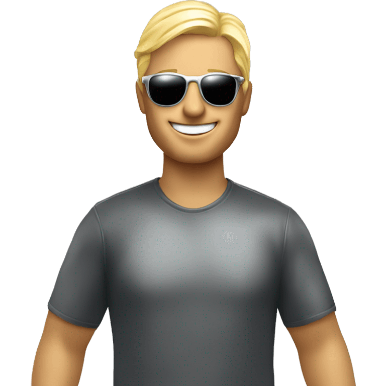 blond digital manager with silver sun glasses celebrating his birthday in Italy emoji