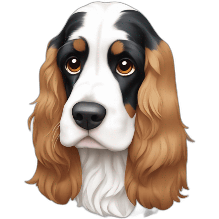 Tri coloured English cocker spaniel minimal white emoji