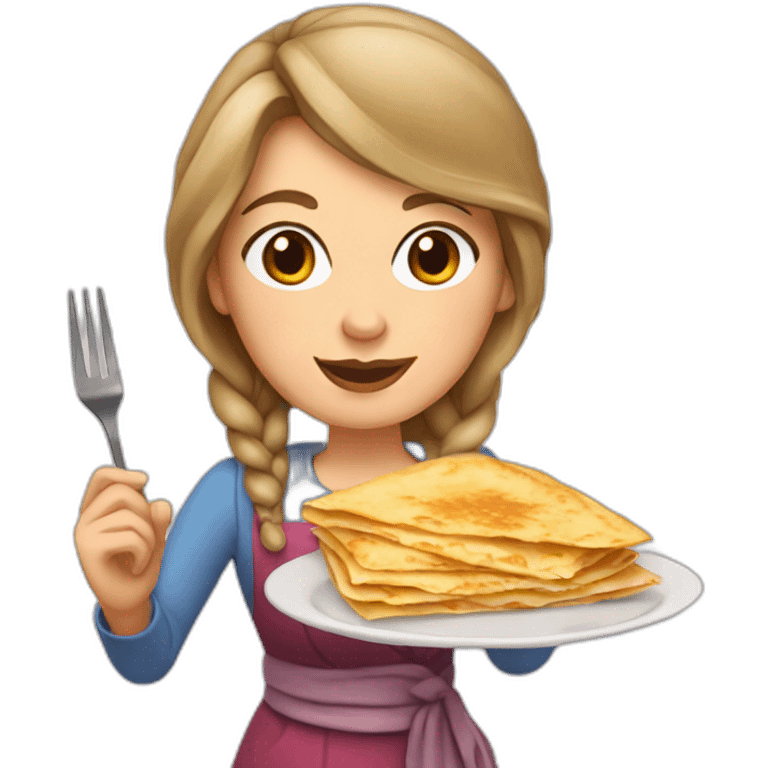 russian woman holding crepes emoji