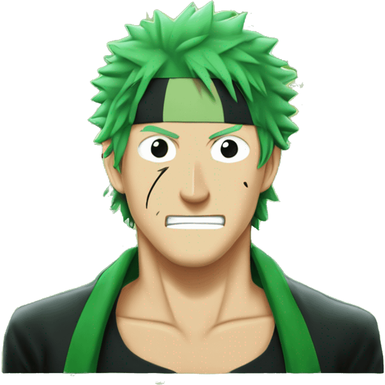 Zoro one piece avec 3 sabre et des cheveux vert plus son oeuil  emoji