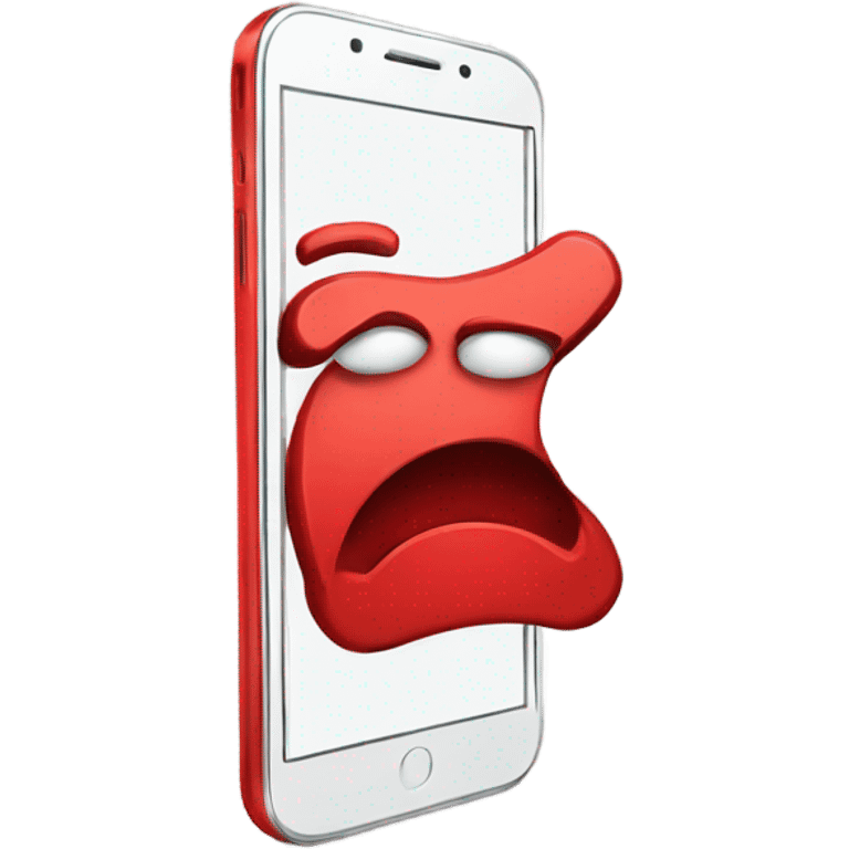 Red smartphone upset emoji