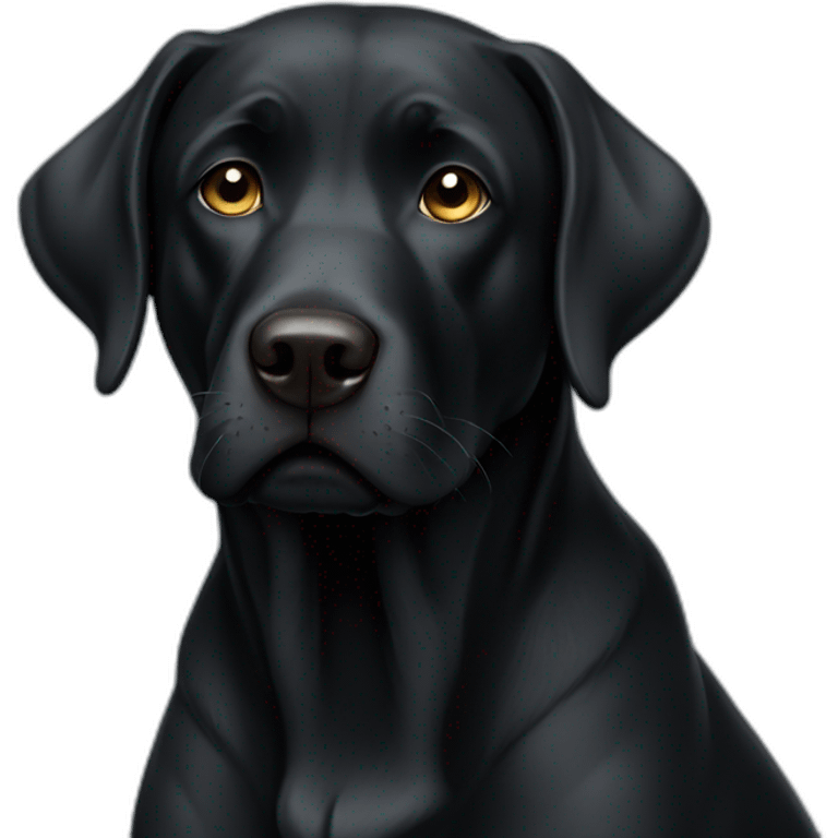 Black sad far Labrador dog emoji