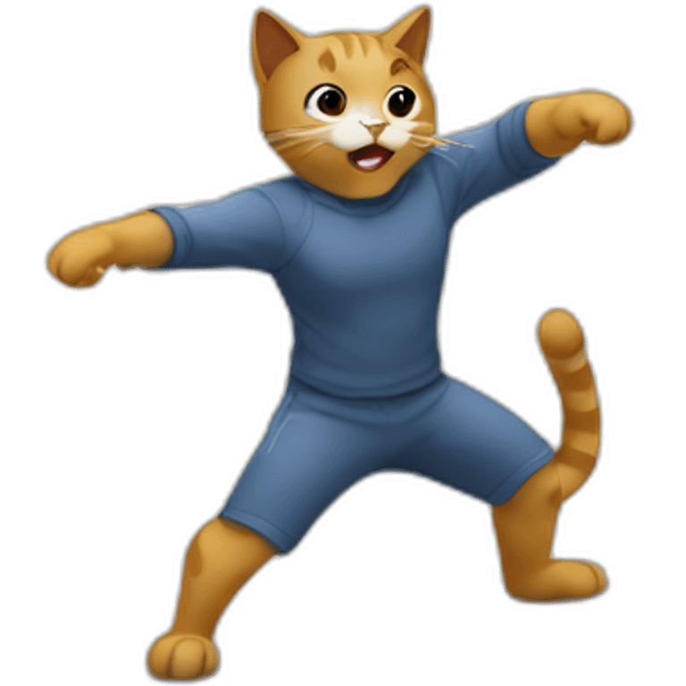 A cat performing lunges at the summit emoji