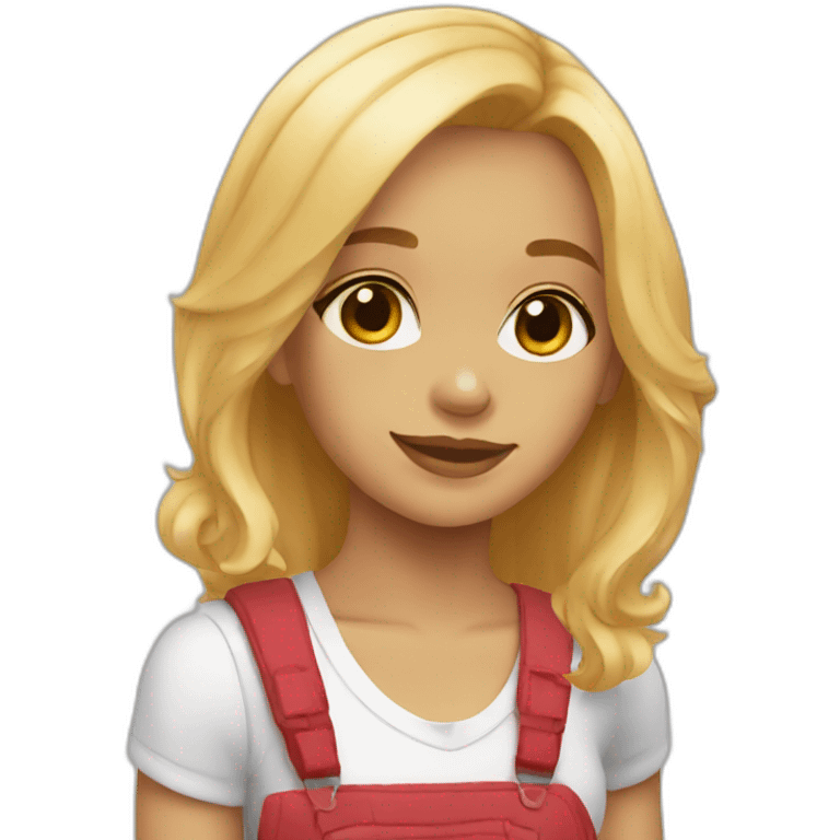 blonde girl with red english cocker spaniel emoji