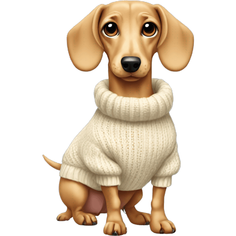 cream dachshund in sweater full body emoji