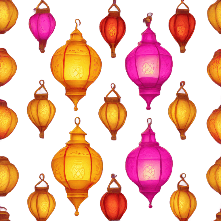 three moroccan lanterns fucsia yellow red colorful emoji