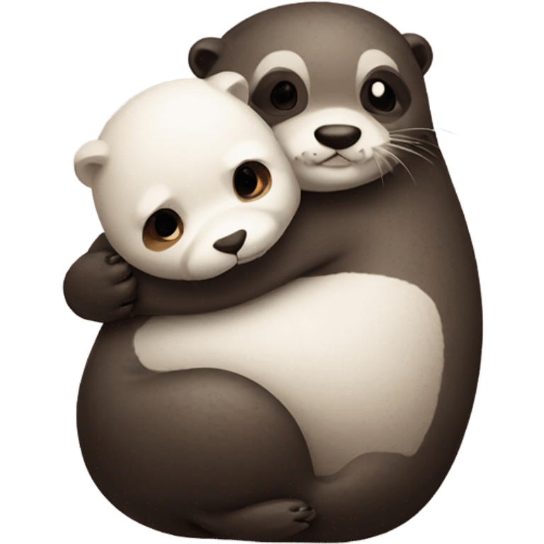 Otter hugs panda emoji