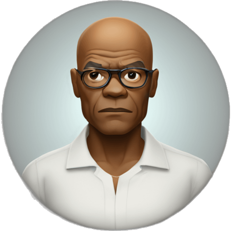 bald samuel l jackson serious wearing shirt emoji