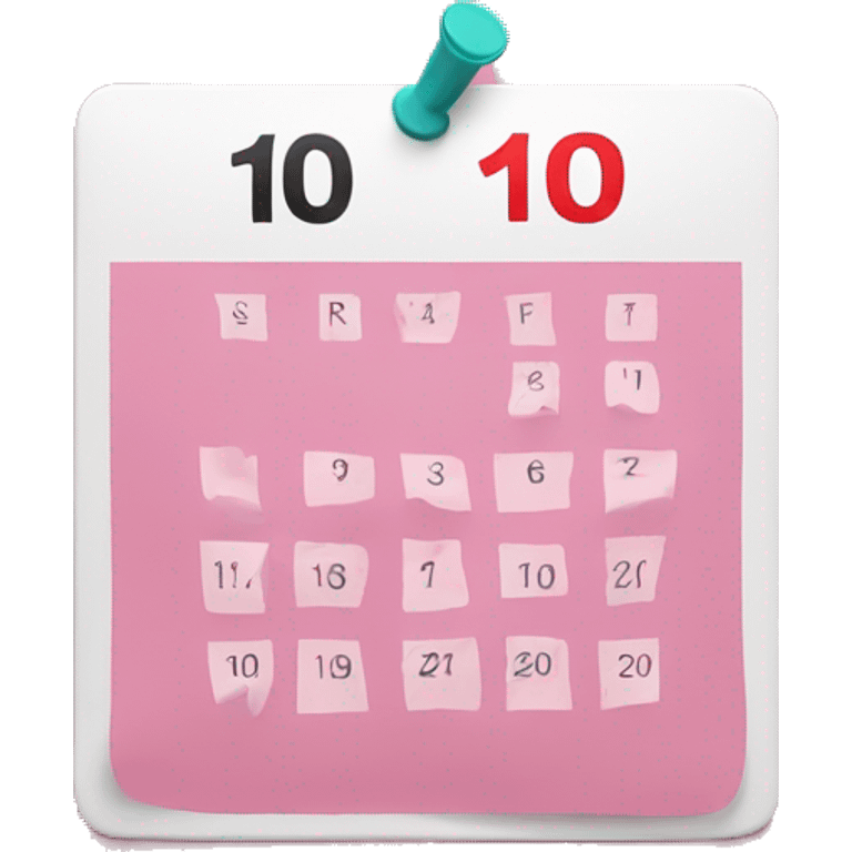 The number 10 written on a pink calendar emoji