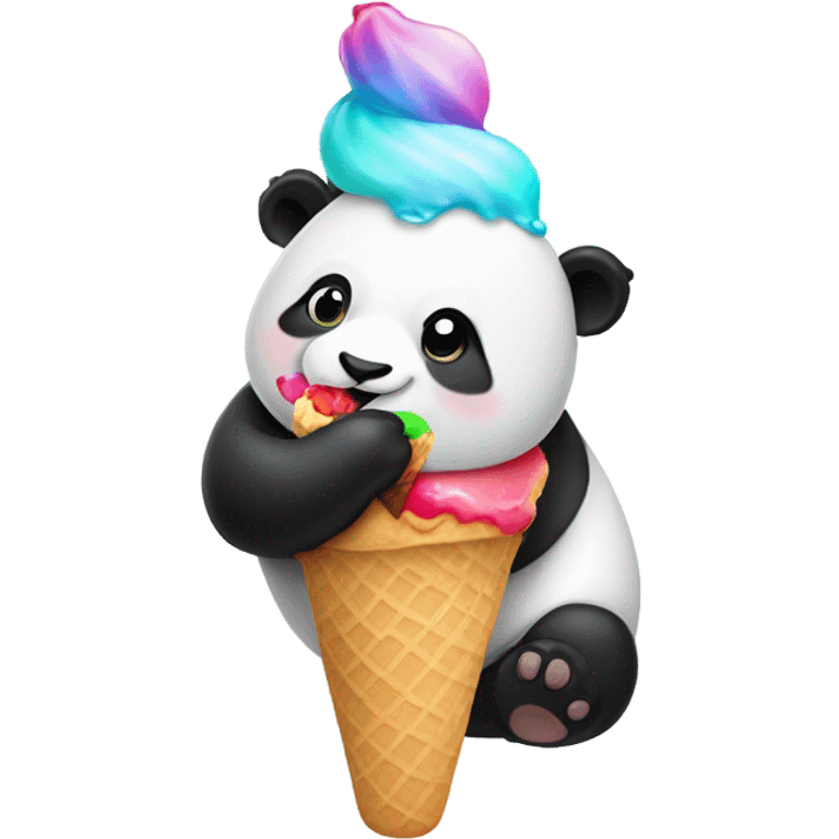 Panda eating ice cream emoji