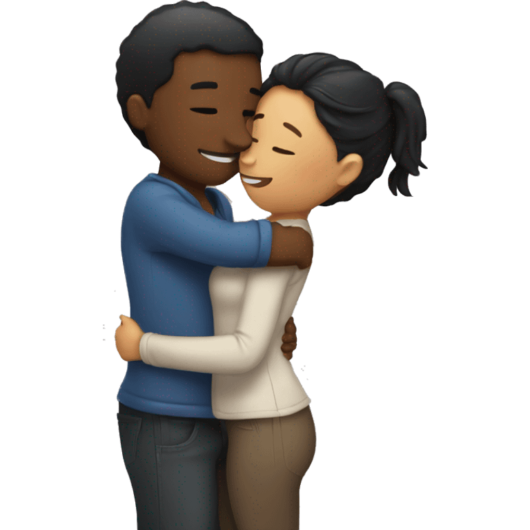 Couple hugging kissing emoji