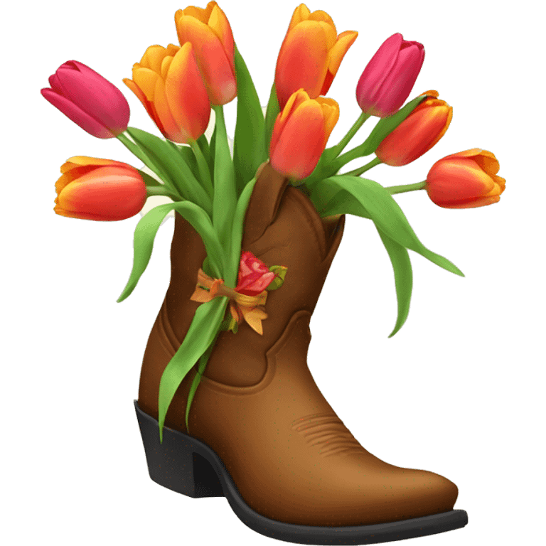 Cowboy boot with tulips emoji