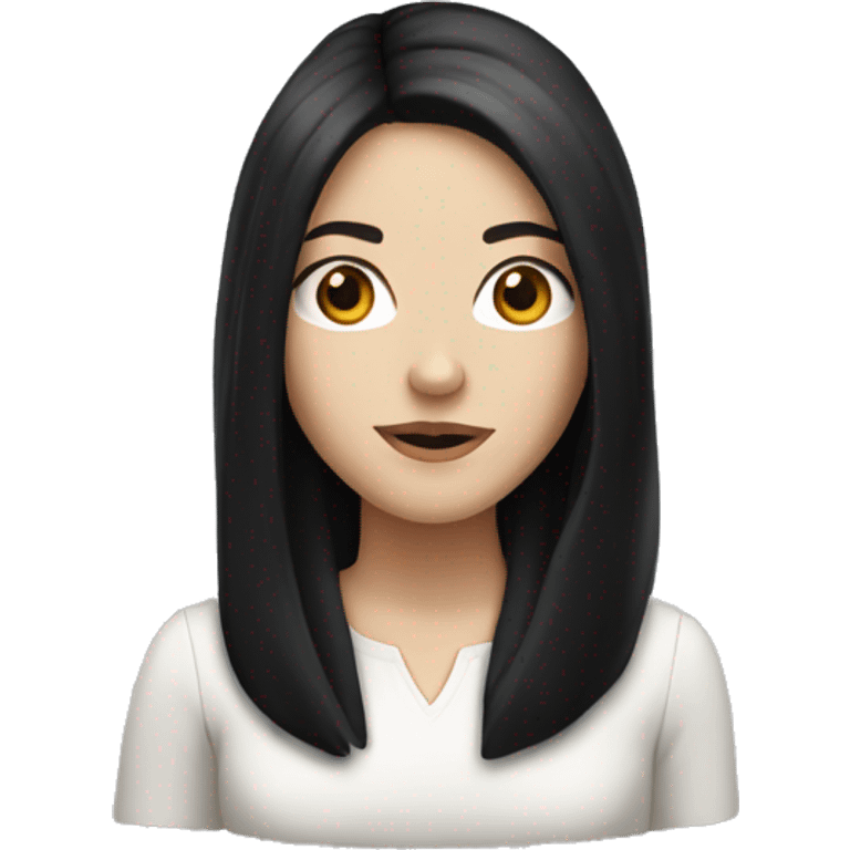 a White girl with long black hair  emoji