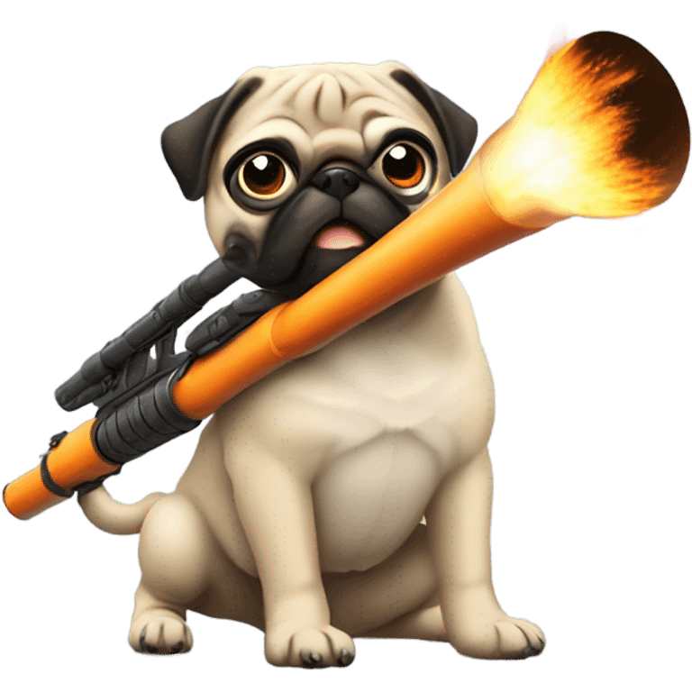 Pug shooting a bazooka  emoji