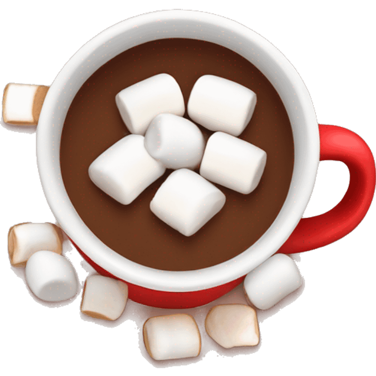 Light red mug of hot chocolate with marshmallows  emoji