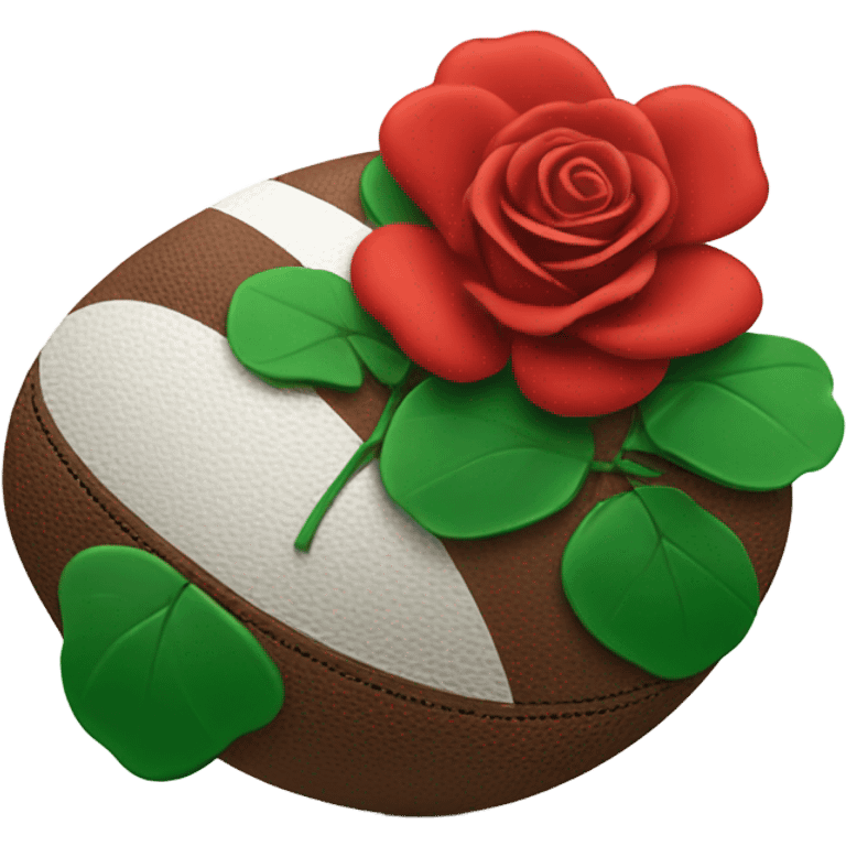 Shamrock and red rose with rugby ball emoji