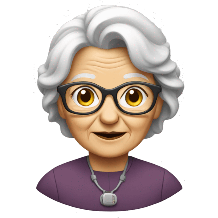 old lady with tech
 emoji