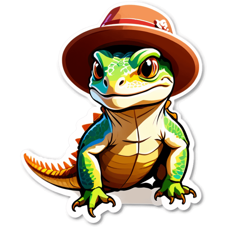 A bearded dragon with a hat ￼ emoji