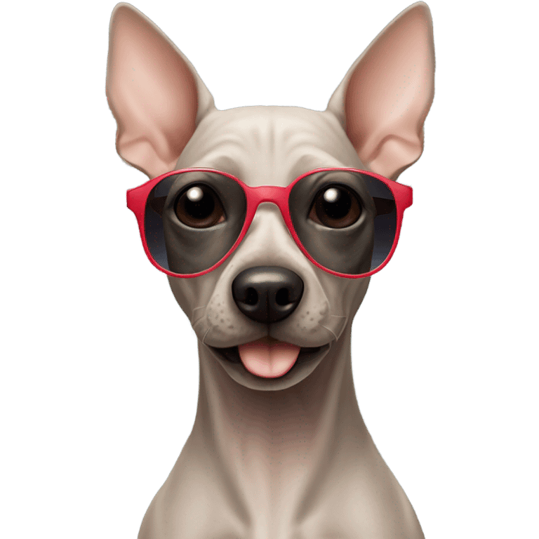 American Hairless Terrier with sunglasses  emoji