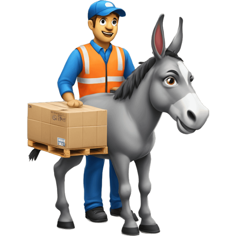 a delivery man with a donkey head delivering a pallet emoji