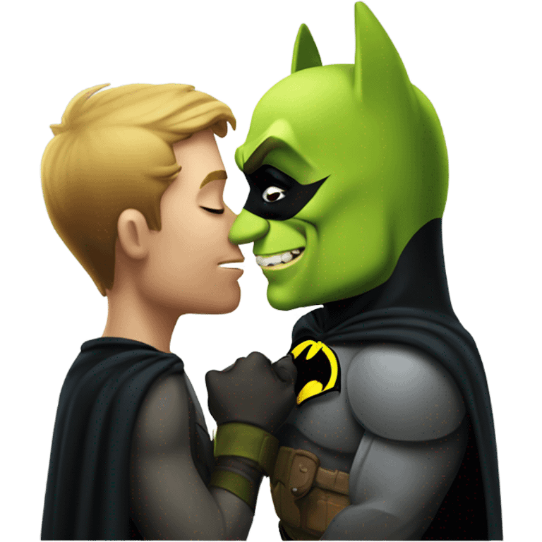 Batman kissing Shrek  emoji