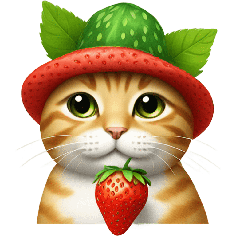 cat with a strawberry hat emoji